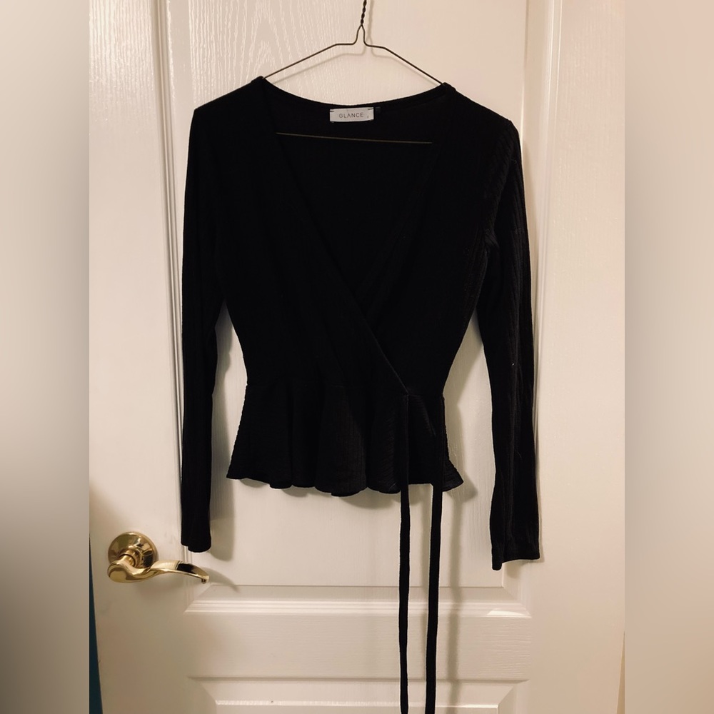 Black Long Sleeve Waist Tie